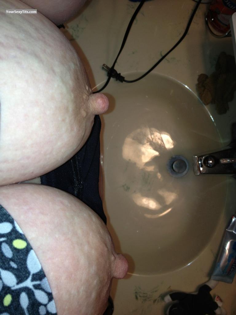 Tit Flash: Wife's Medium Tits (Selfie) - Mel from United States